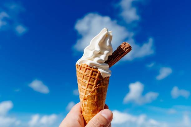 istock Ice Cream against blue sky, Newquay, Cornwall. 671407182