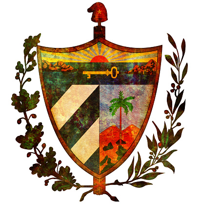 old isolated over white coat of arms of cuba