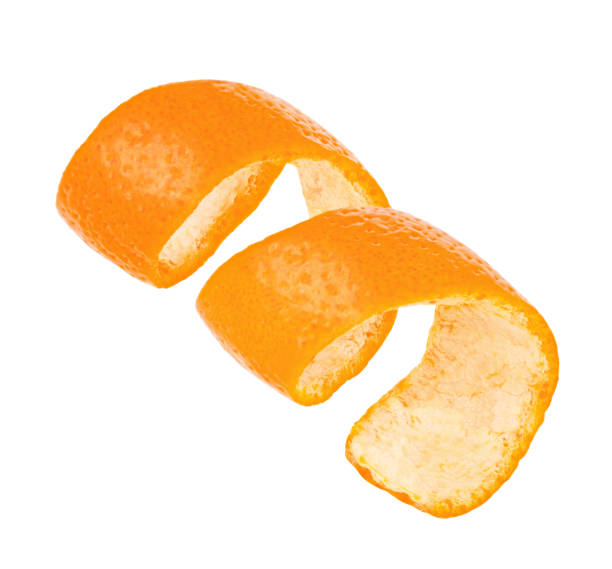 istock Curl orange peel isolated on white background 671415110
