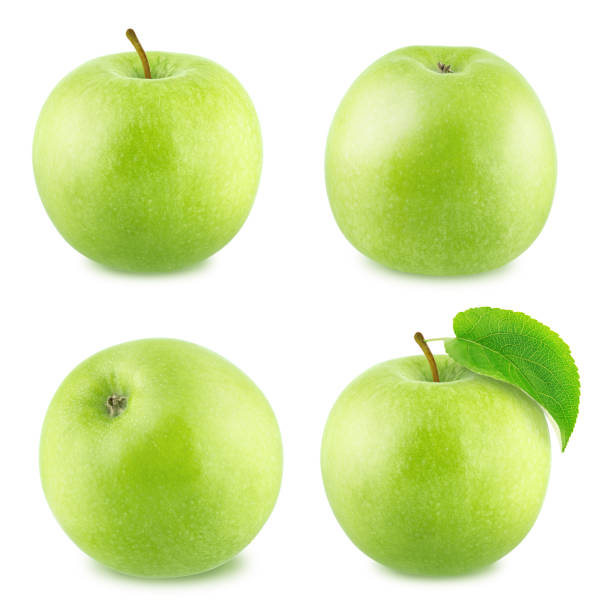istock Set of Different Green Apples Isolated on White Background 671419580