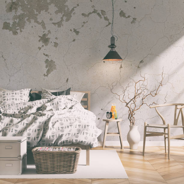 istock Bedroom with decoration and copy space 671427118