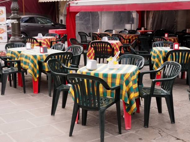 istock Outdoor chairs and tables 671430624