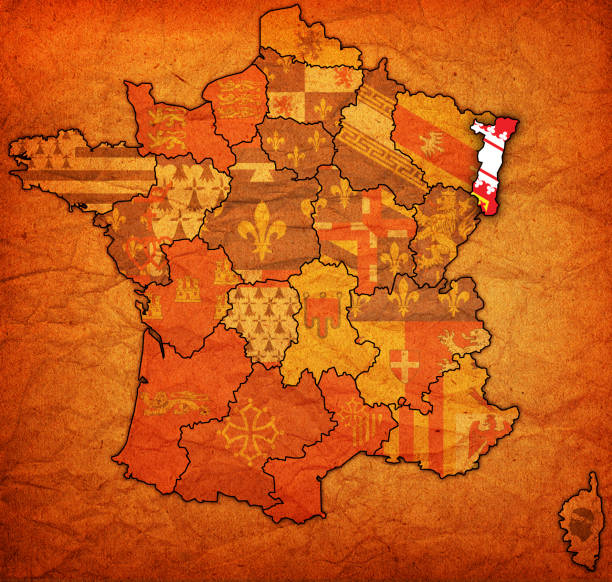 istock Alsace on old map of france 671437348