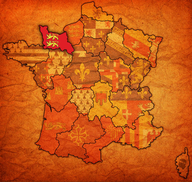 istock Lower Normandy on old map of france 671437714