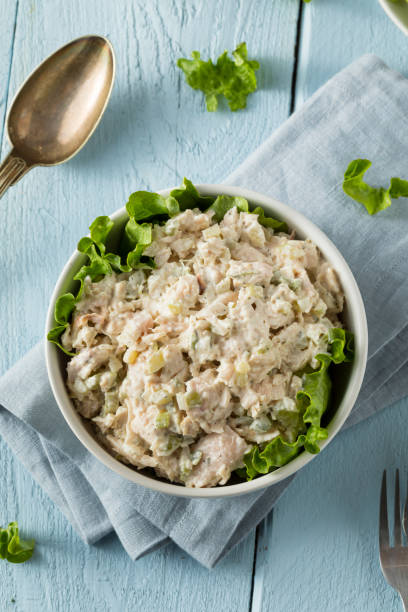 ensalada de pollo saludable casera - sandwich salad chicken chicken salad fotografías e imágenes de stock