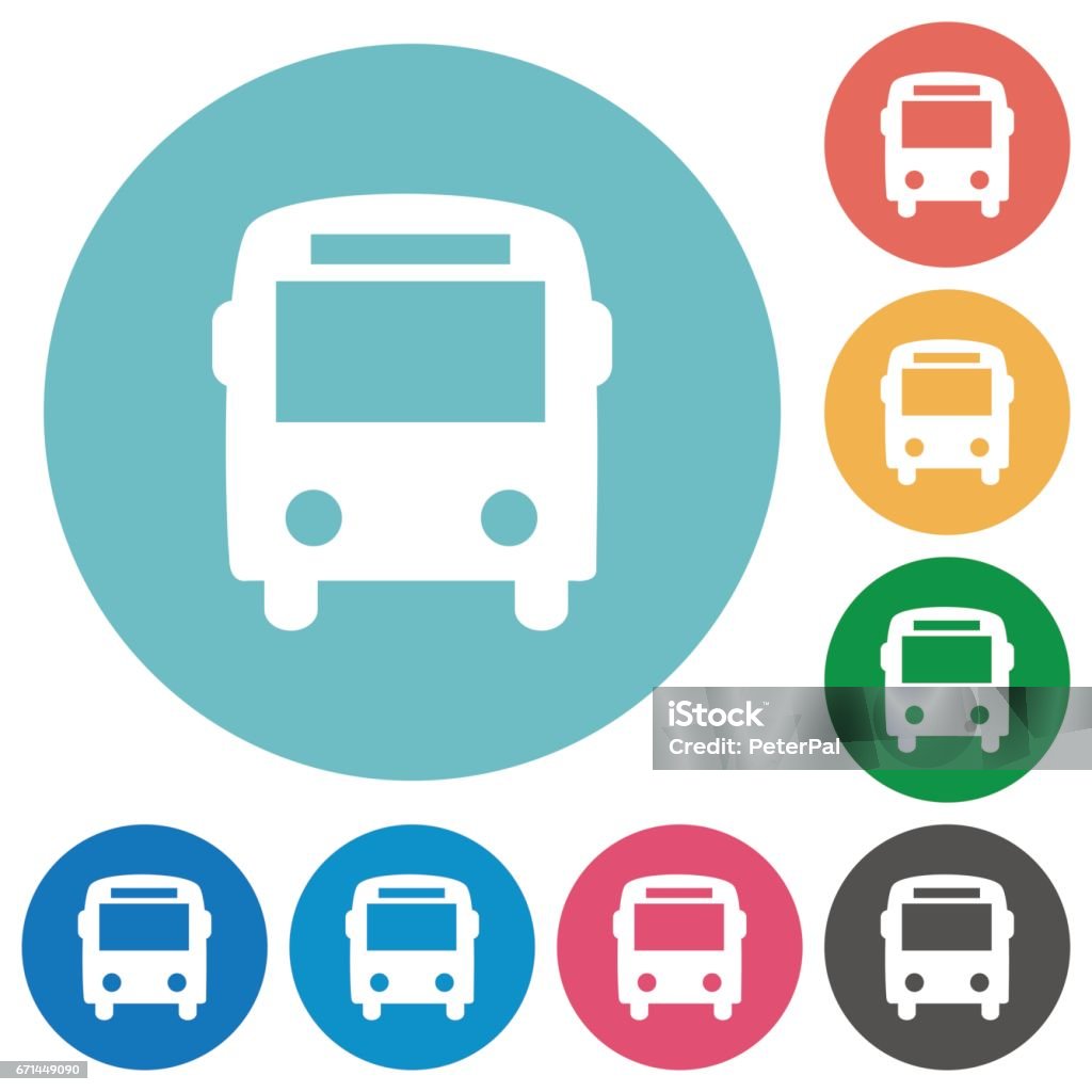 Iconos de autobuses plana - arte vectorial de Autobús libre de derechos