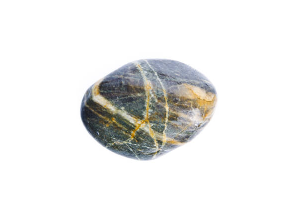 istock Motley wet sea stone isolated on white background 671454702