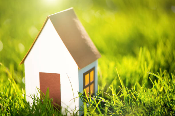 istock Paper home on green grass. Eco house concept 671455512