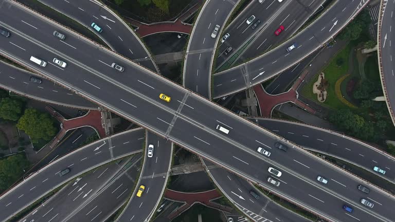 Highway junction aerial view