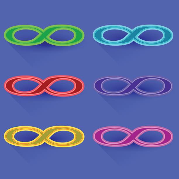 Limitless Symbol Set Set of Colorful Limitless Symbol Isolated on Blue Background. Long Shadow perimeter formula stock illustrations