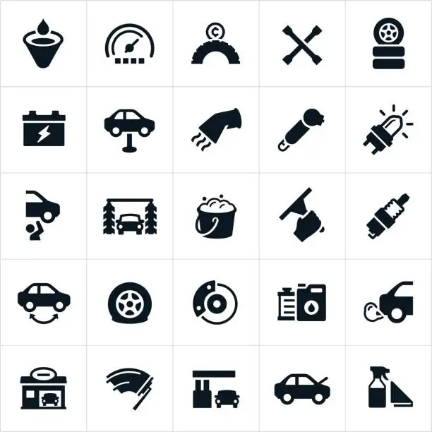 Vector illustration of Car Care and Maintenance Icons