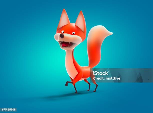 Walking Fox Cartoon Character 3d Illustration Stock Illustration - Download  Image Now - Animal, Animal Wildlife, Art - iStock