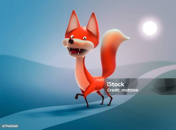 Walking Fox Cartoon Character 3d Illustration Stock Illustration - Download  Image Now - Animal, Animal Wildlife, Art - iStock