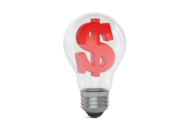 Lightbulb with dollar symbol inside, 3D rendering isolated on white background vector art illustration