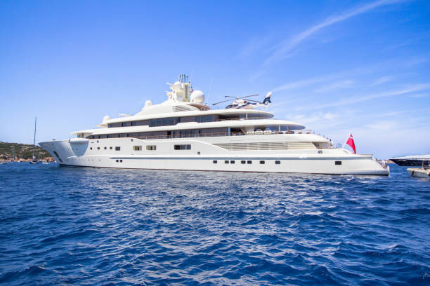 Luxury yacht in the sea stock photo