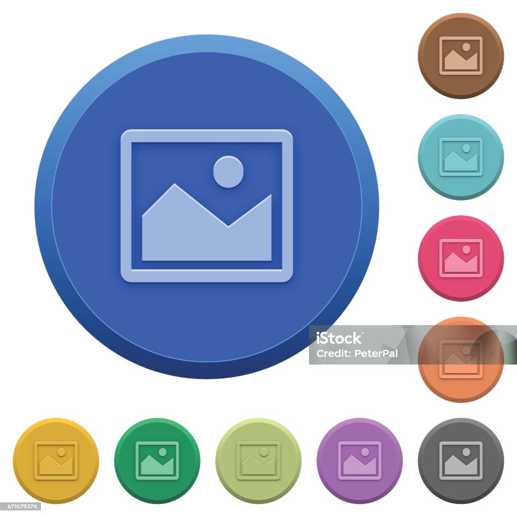 Embossed Button Icon Embossed Picture Buttons Stock Illustration - Download Image Now - Art ...