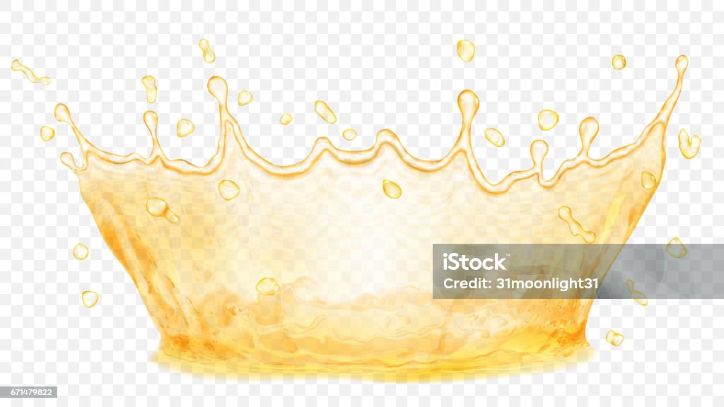 Water crown. Splash of water or oil. Transparency only in vector file Transparent water crown. Splash of water or oil in yellow colors, isolated on transparent background. Transparency only in vector file Abstract stock vector