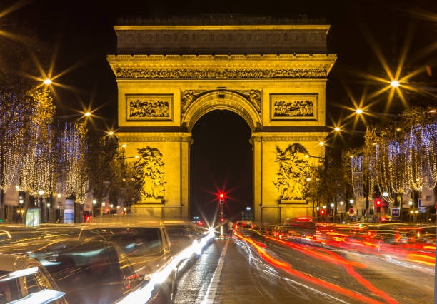 Arc de Triomphe in Paris at sunset