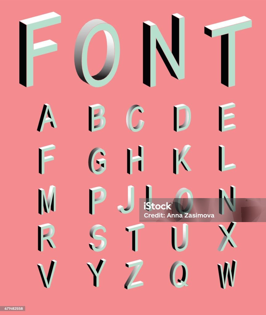 Three Letter Vector Set Of Vector Letters Of The Isometric View Stock Illustration ...