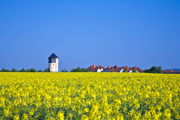istock water tower in beautiful landscape with blue sky 671484794