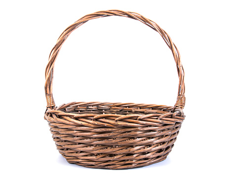 Wicker basket with clipping path