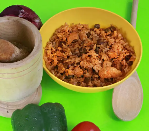 Photo of Rice with pigeon peas on a table