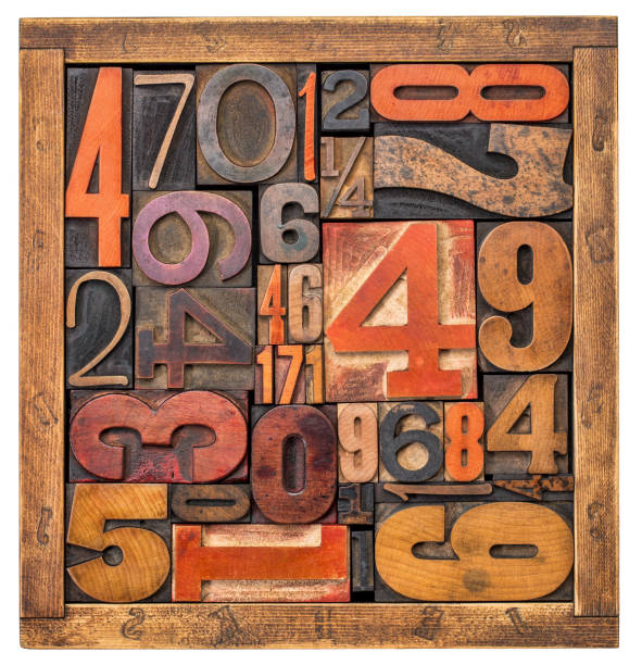 box of numbers -wood type abstract
