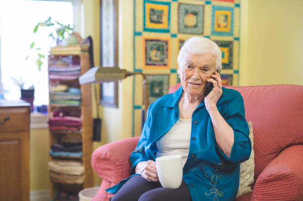 istock Beautiful elderly woman in apartment 671531208