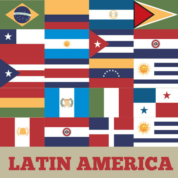 latin america countries flags of latin america countries. colorful design. vector illustration latin america stock illustrations