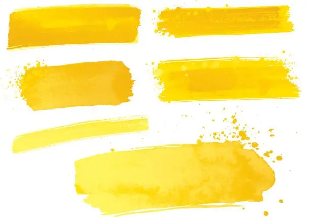 Vector illustration of Yellow watercolor paint strokes