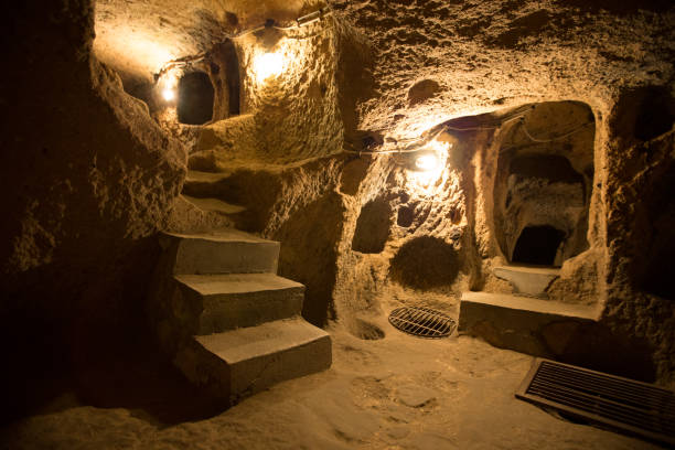 Derinkuyu cave city in Cappadocia Turkey stock photo