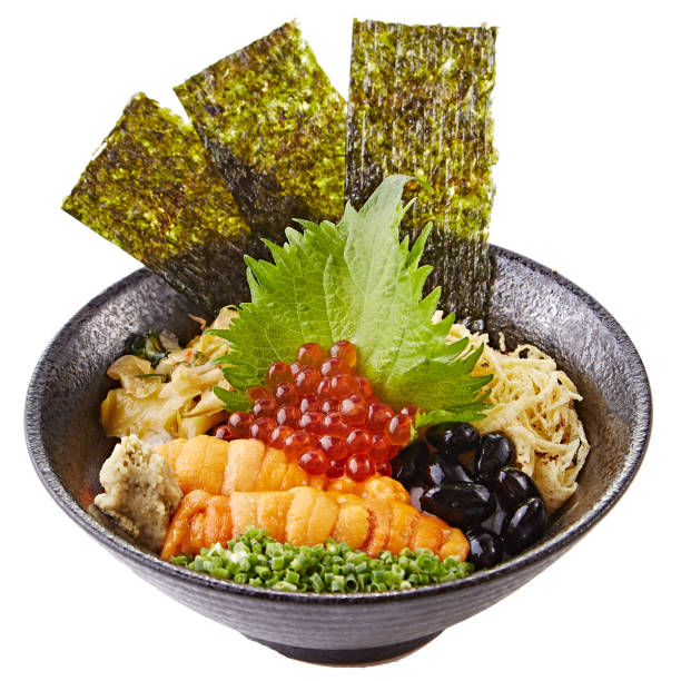 istock Bowl ramen of red egg, onion, and sea urchin egg 671550196