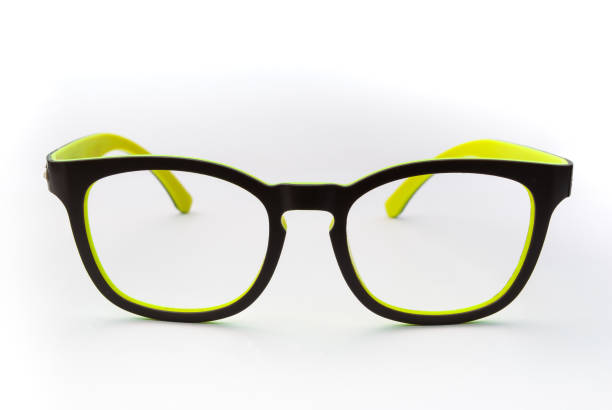 istock Nerd Black and Yellow Frame Glasses without Lens, Isolated 671567738