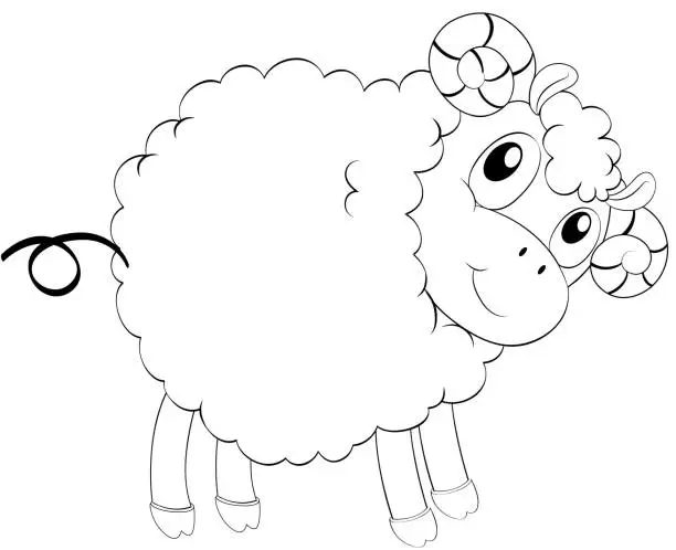 Vector illustration of Animal outline for cute sheep