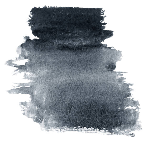 istock Abstract black watercolor ink spot isolated on white background. Hand drawn color splashing on  paper  textured background. High resolution