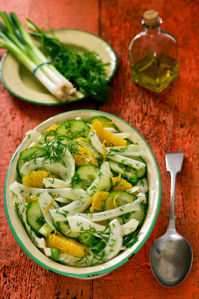 istock Cucumber, fennel orange dill salad 671579864