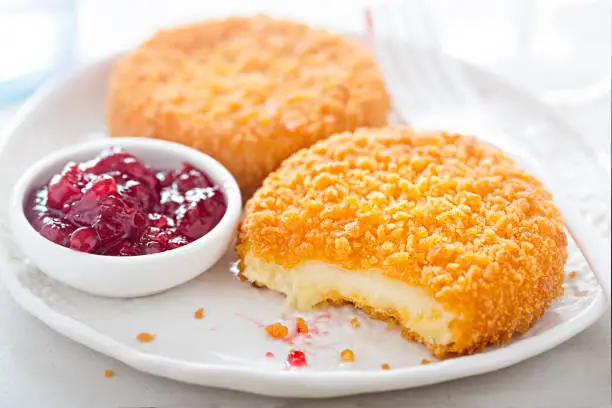 Fried camembert with cranberry sauce