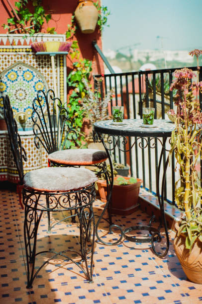 istock Patio of cafe in Maroccan style 671601666
