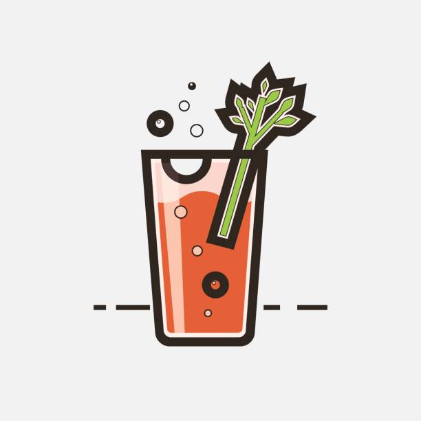 illustrazioni stock, clip art, cartoni animati e icone di tendenza di cocktail bloody mary - juice celery drink vegetable