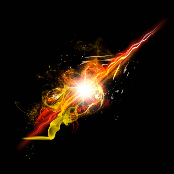 istock Fire Spark and Flames with Realistic Bright Flash and Glowing Flow of Sparkles 671605144