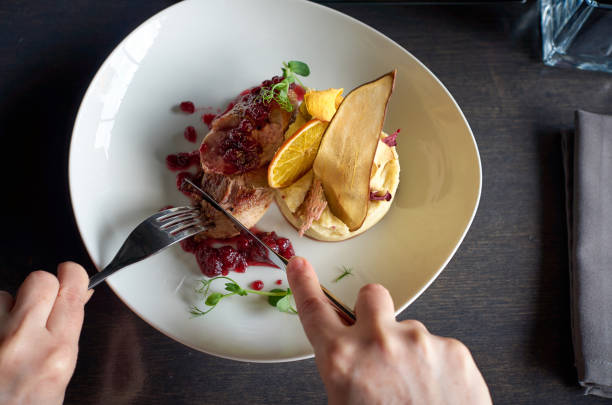 istock roasted duck fillet and mashed potatoes 671605538