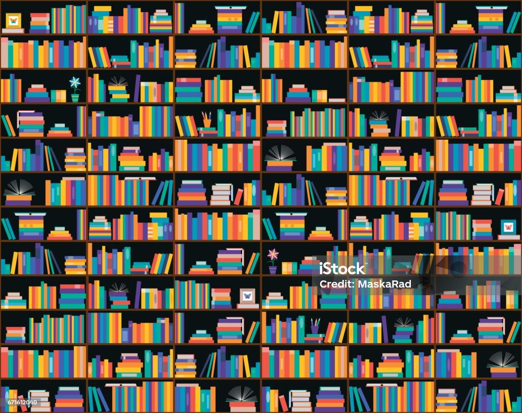 Library Shelf Pattern Books On Shelves Seamless Pattern Bookcase Library Stock Illustration ...