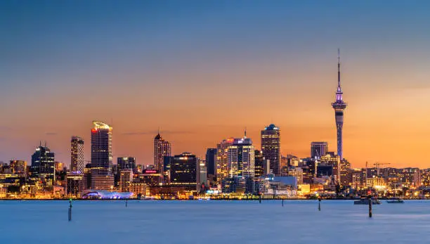 Auckland City at sunset