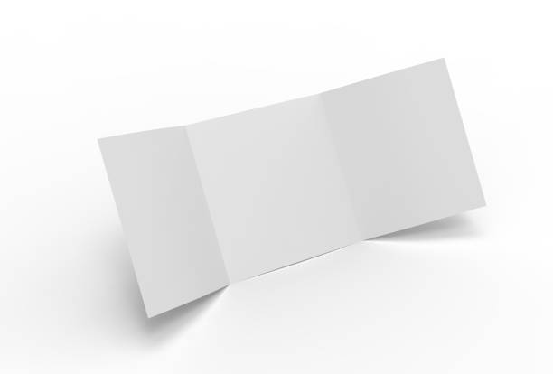 istock Square three fold brochure mock up isolated on white background. 3D illustrating 671626128