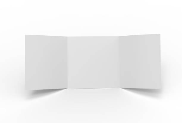 istock Square three fold brochure mock up isolated on white background. 3D illustrating 671626142