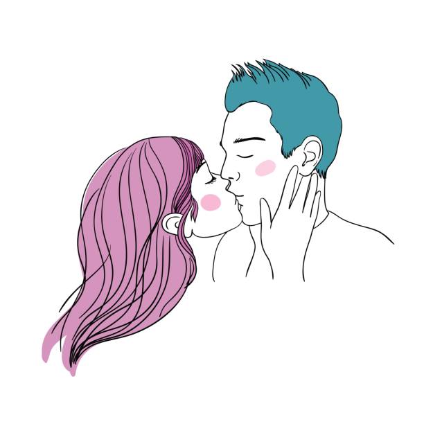 Cartoon Of A Man And Woman Kissing On The Lips Illustrations, Royalty-Free  Vector Graphics & Clip Art - iStock