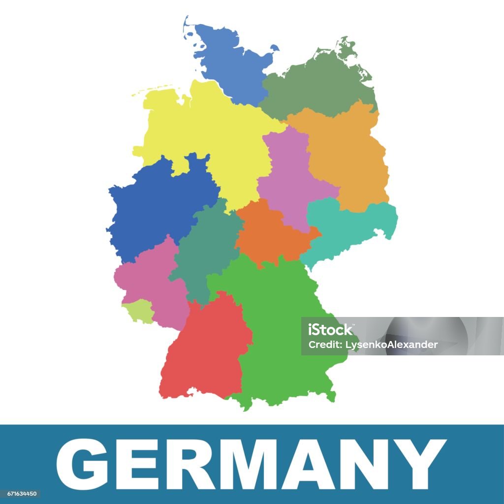Deutschland Karte Bundesländer Und Hauptstädte Deutschlandkarte Mit Bundesländern Flacher Vektor Stock Vektor Art und