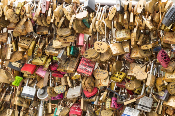 istock Love lock on a bridge in Paris. 671634864
