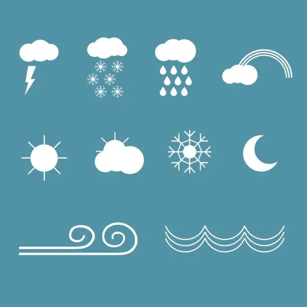 Vector illustration of vector set of weather images