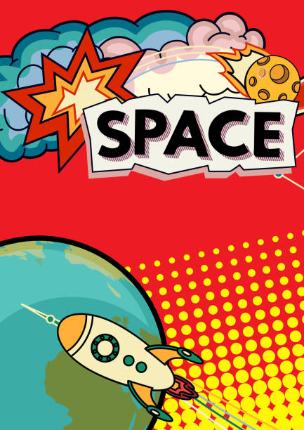 Happy birthday background Cartoon vector illustration of space. Moon, planet, rocket, earth, cosmonaut, comet, universe Classification milky way Hand drawn Comics cosmos cartoon of the how to draw a infinity sign stock illustrations